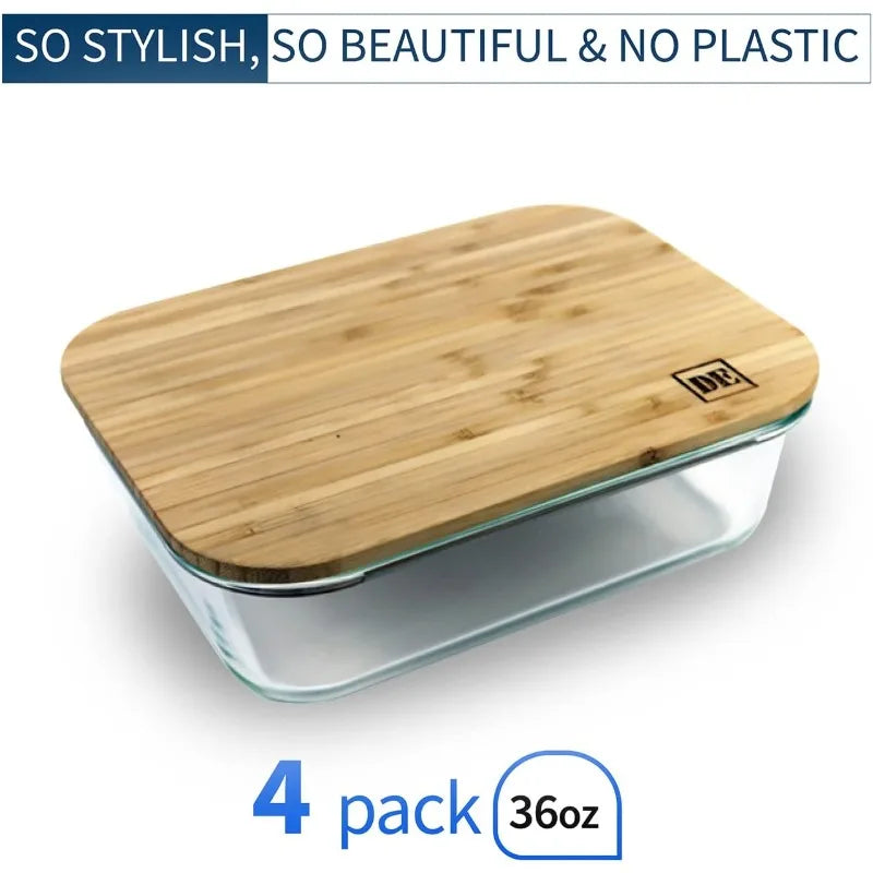 Glass Food Storage Containers with Bamboo Lids