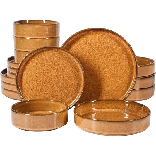 Santorini Mist Double Bowl Terracotta Reactive Glaze Dinnerware