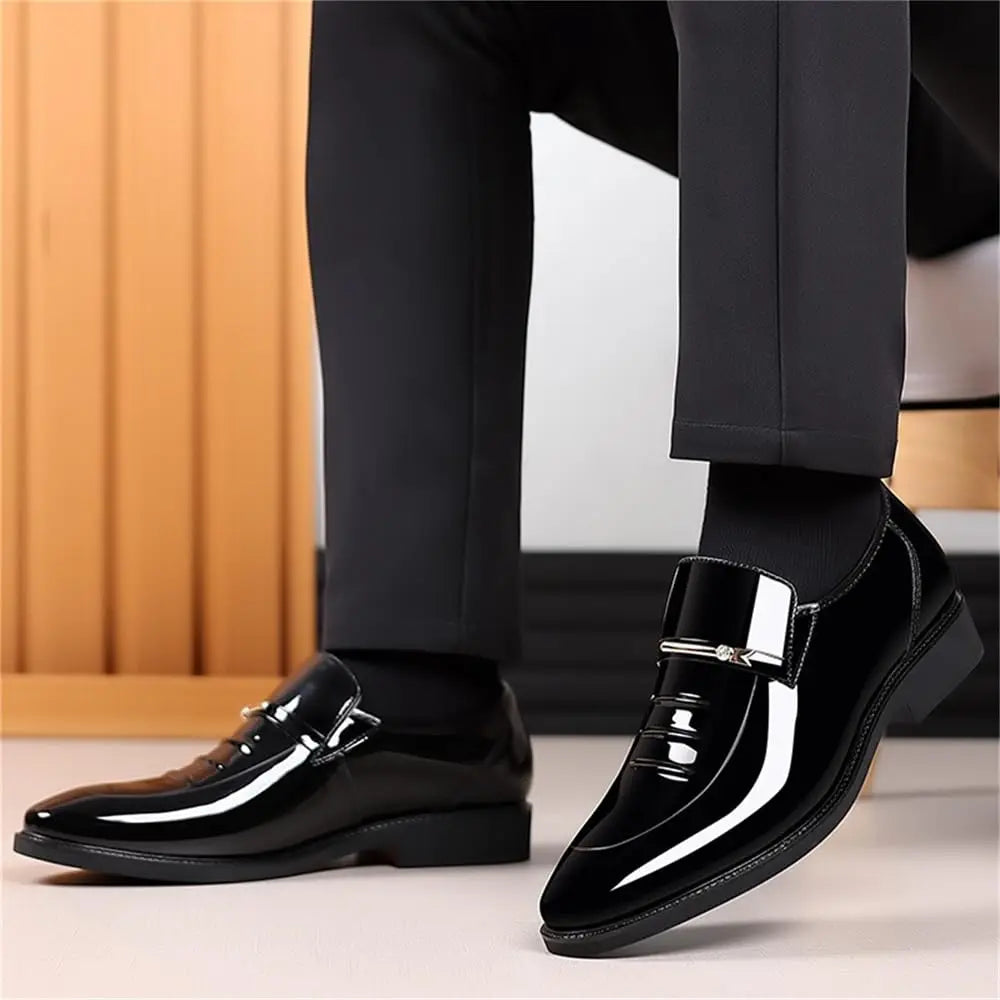 Men's Dress Shoes Formal Business Oxford High Gloss Patent Slip On Loafers