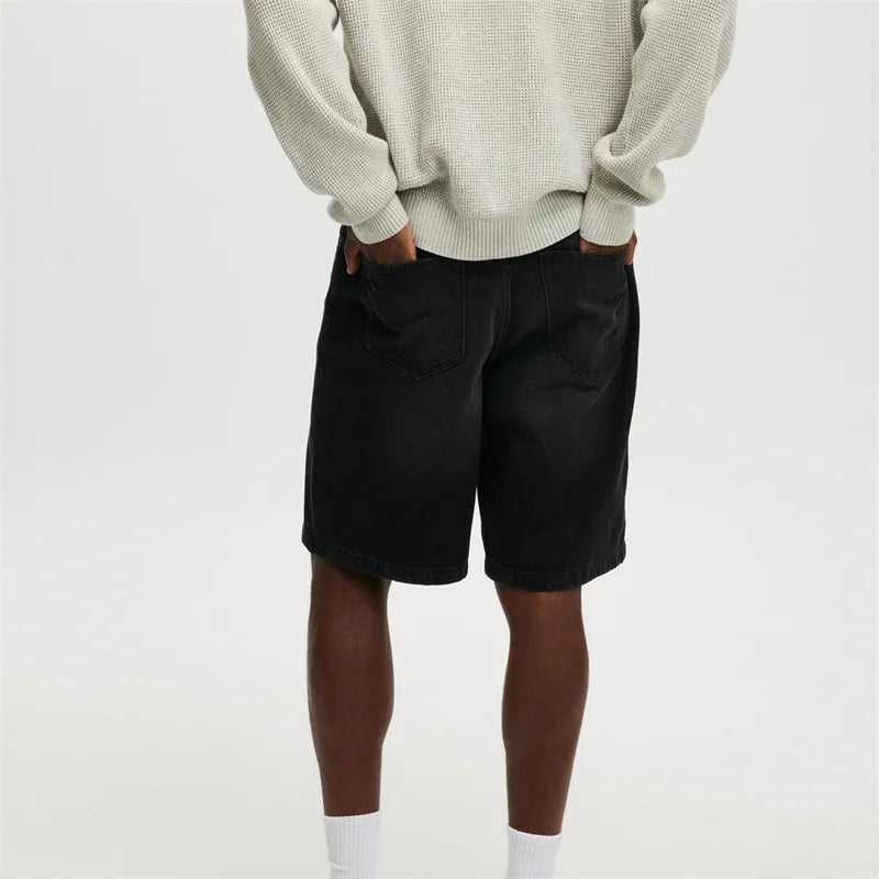 Men's Vintage Washed Denim Shorts with Relaxed Fit