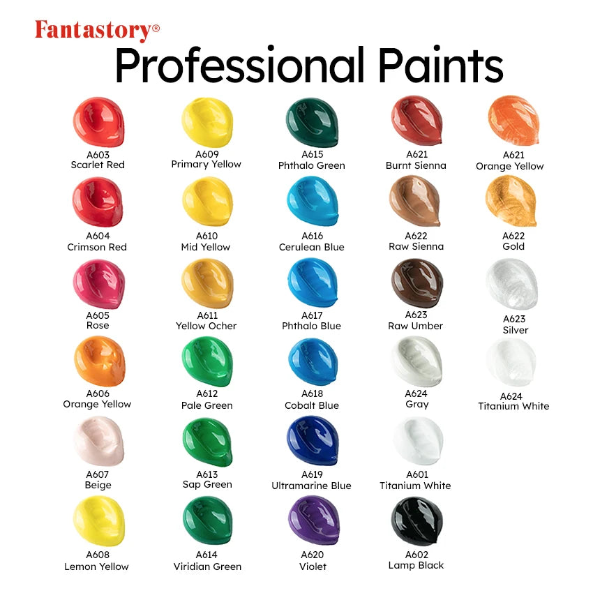 Fantastory 28 Classic Colors Acrylic Paint Set
