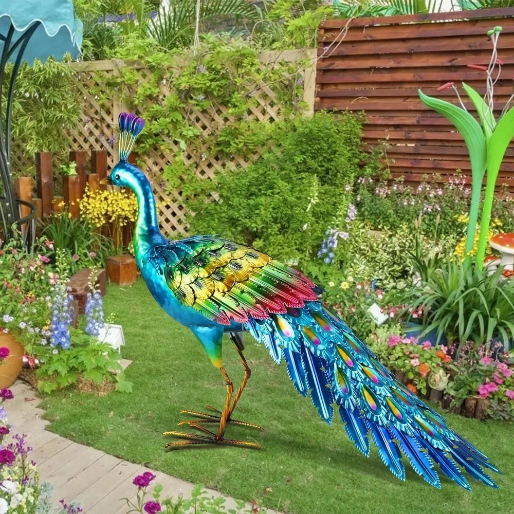 Peacock Statue Garden Decor Metal Peacock Yard Art Lawn Decoration Outdoor Sculpture Sculptures & Figurines Home Decorations