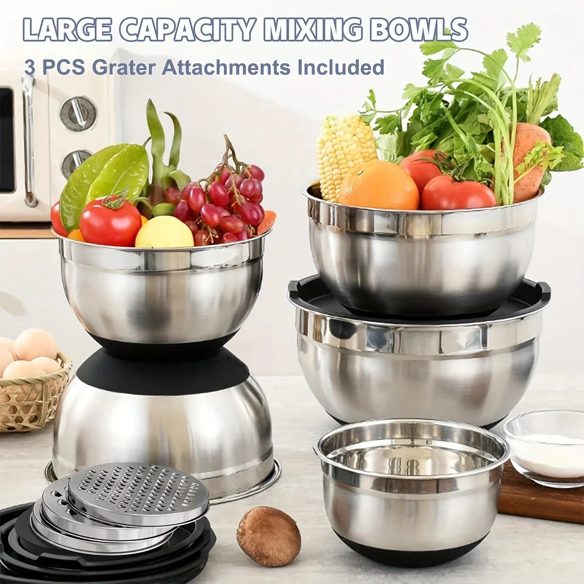 Mixing Bowls with Airtight Lids Stainless Steel
