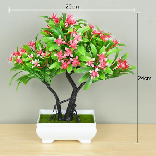 Artificial Bonsai Small Tree Pot Fake Plant Flowers