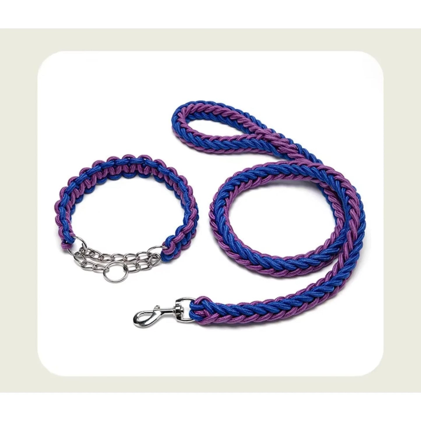 Black  Braided Dog Rope Leash Durable Nylon Collars with Lights for Dogs and Cats for Walking