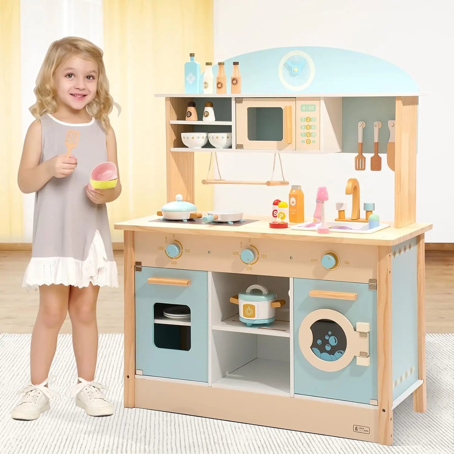 Robotime Robud Wooden Kitchen for Kids Play Kitchen