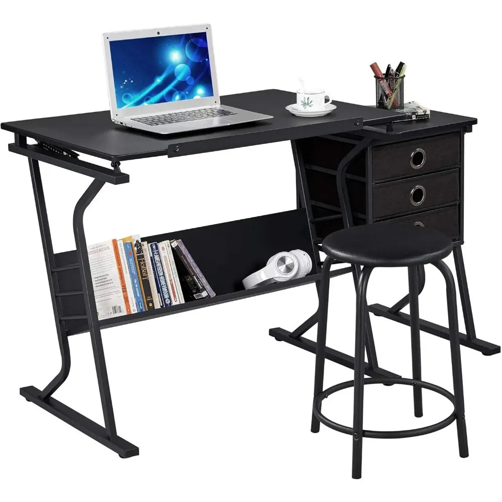 Comfort Corner Drafting Table for Adults Artists With Stool