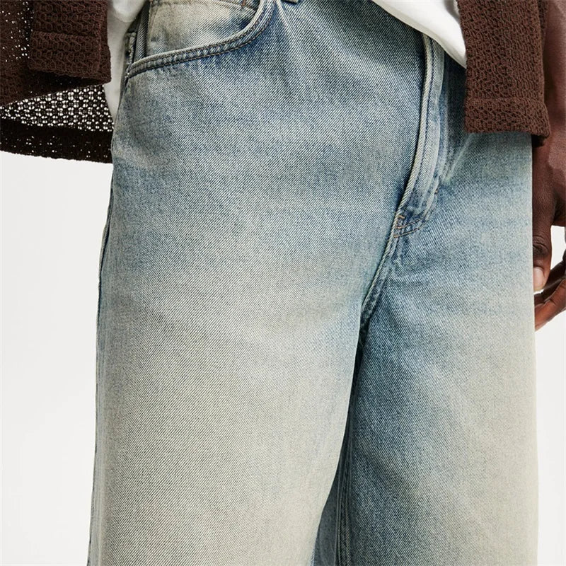 Men's Vintage Washed Denim Shorts with Relaxed Fit