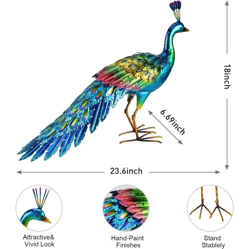 Peacock Statue Garden Decor Metal Peacock Yard Art Lawn Decoration Outdoor Sculpture Sculptures & Figurines Home Decorations