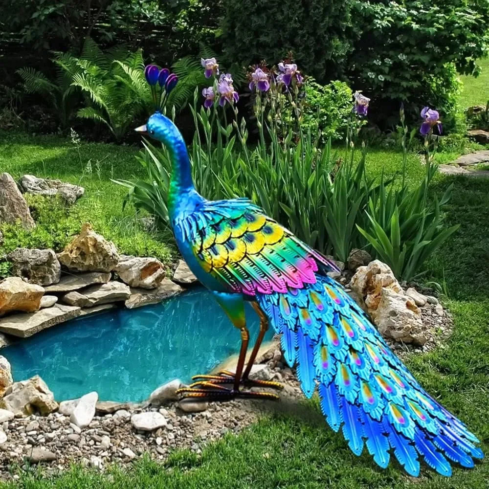 Peacock Statue Garden Decor Metal Peacock Yard Art Lawn Decoration Outdoor Sculpture Sculptures & Figurines Home Decorations