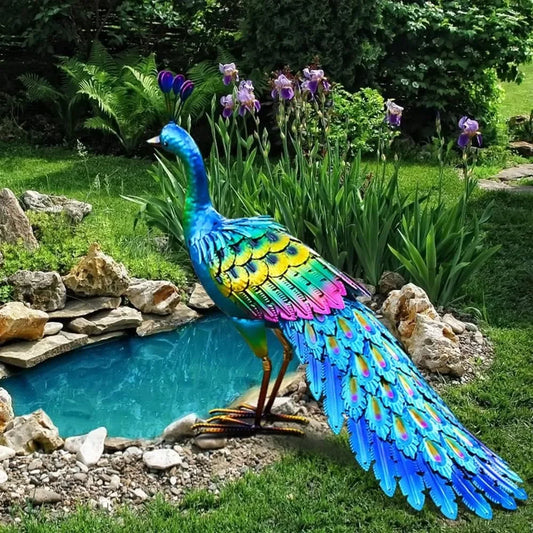 Peacock Statue Garden Decor Metal Peacock Yard Art Lawn Decoration Outdoor Sculpture Sculptures & Figurines Home Decorations
