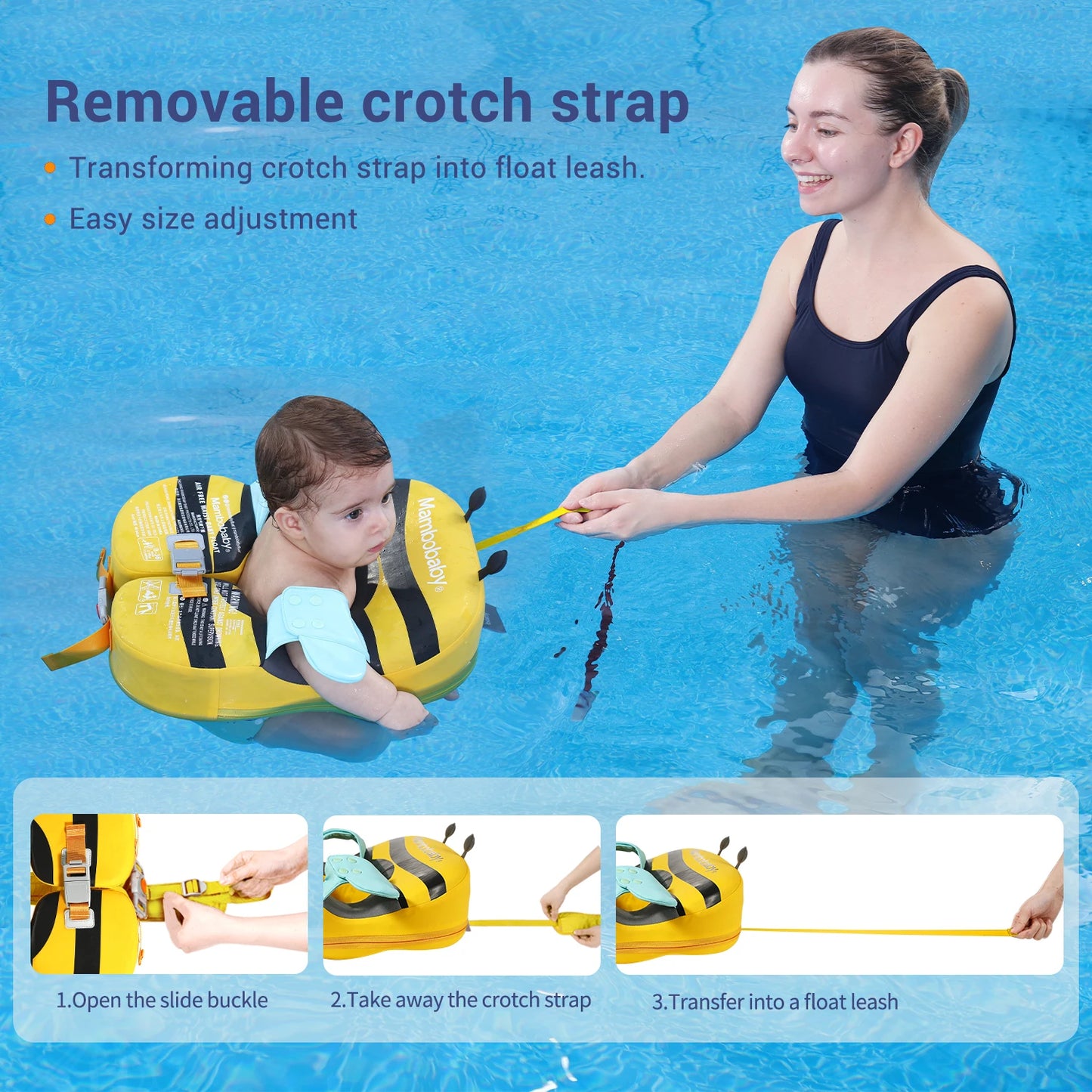 Baby Float With Crotch Strap & Inflation-free Solid Core