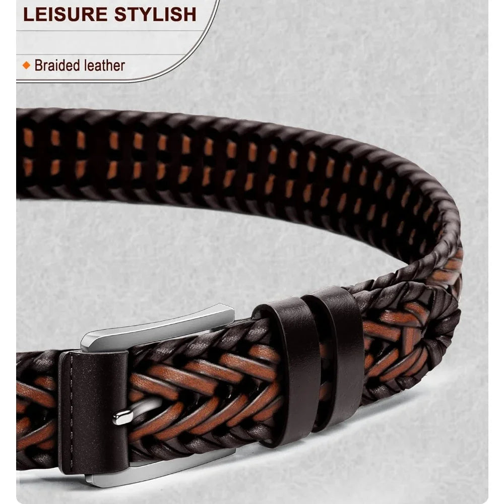 Leather Woven Braided Belts for Men