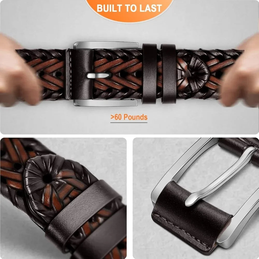 Leather Woven Braided Belts for Men