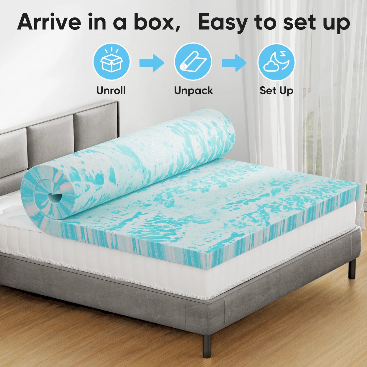 2-3 Inch Gel Memory Foam Mattress Topper Full Size Cooling Mattress