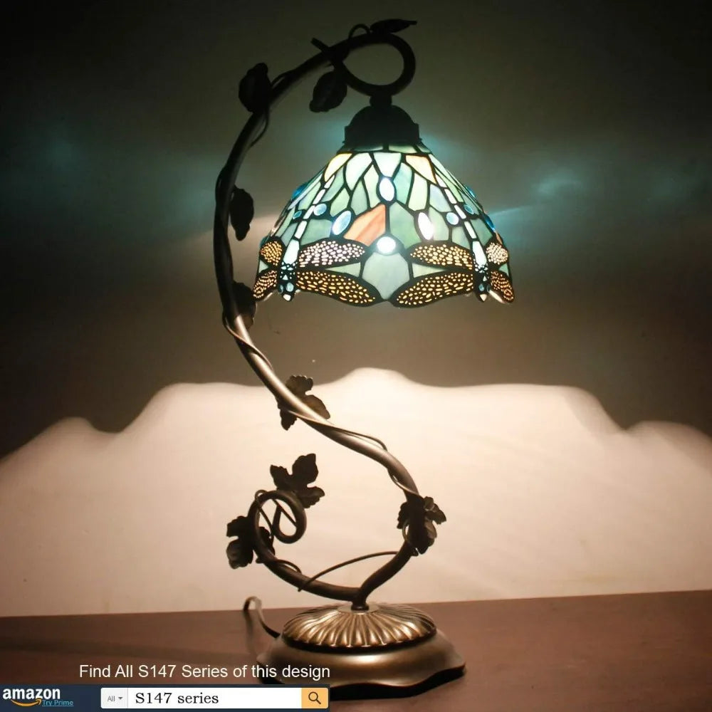 Tiffany Lamp Sea Blue Stained Glass Dragonfly