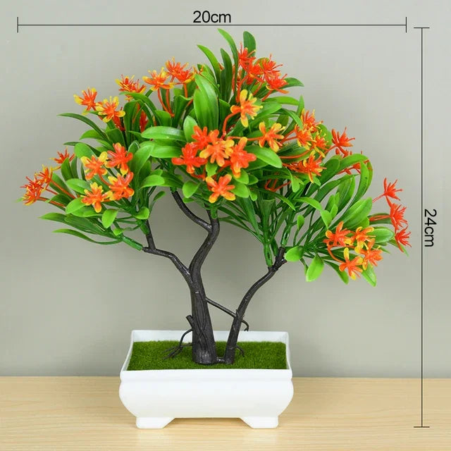 Artificial Bonsai Small Tree Pot Fake Plant Flowers
