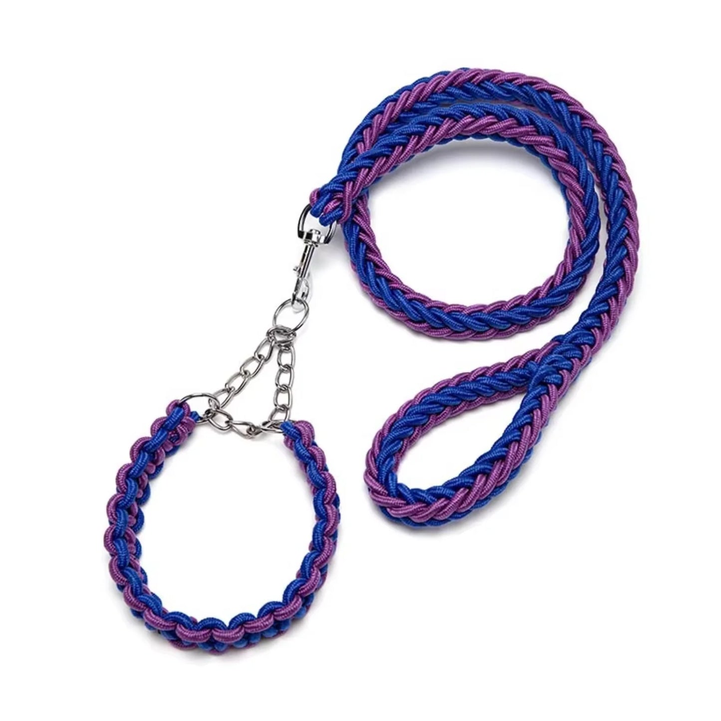 Black  Braided Dog Rope Leash Durable Nylon Collars with Lights for Dogs and Cats for Walking