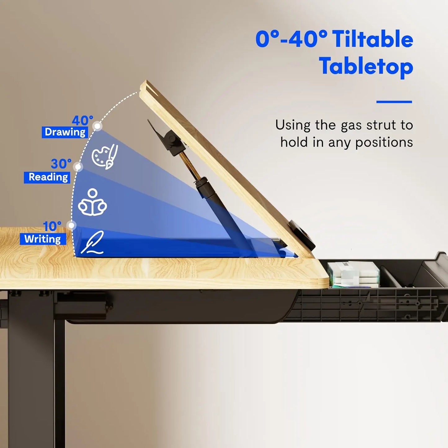 Drawing Desk Extendable Top Craft Workstation with Drawer