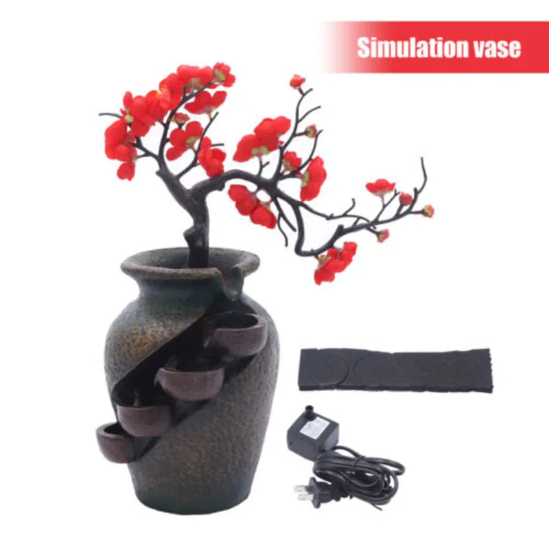 Flower Vase Waterfall Luxury Desk Accessories Indoor Water Fountain