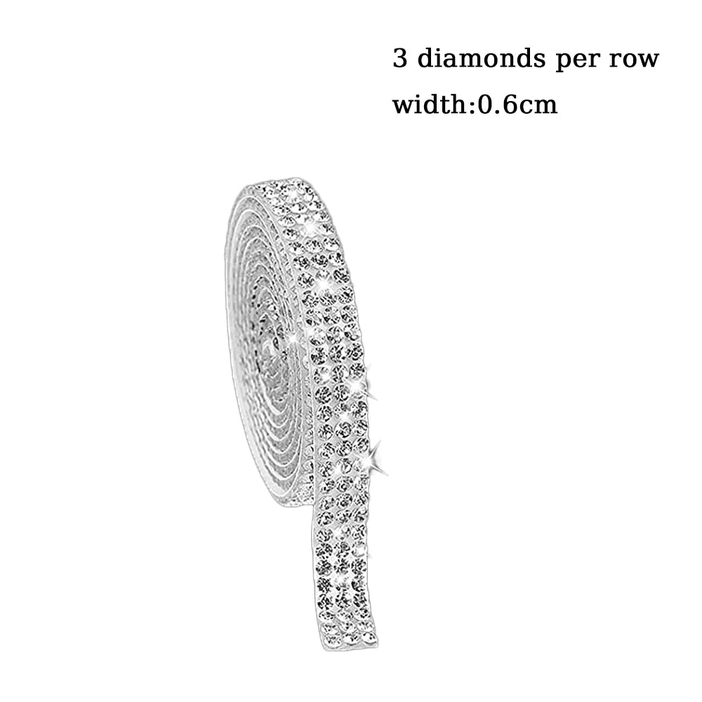 10Yard Rhinestone Ribbons Silver Self Adhesive Crystal Diamond Wrap