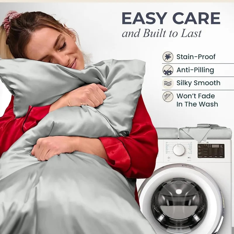 Satin Sheets Queen Size Set 4 Pcs - Silky & Luxuriously Soft