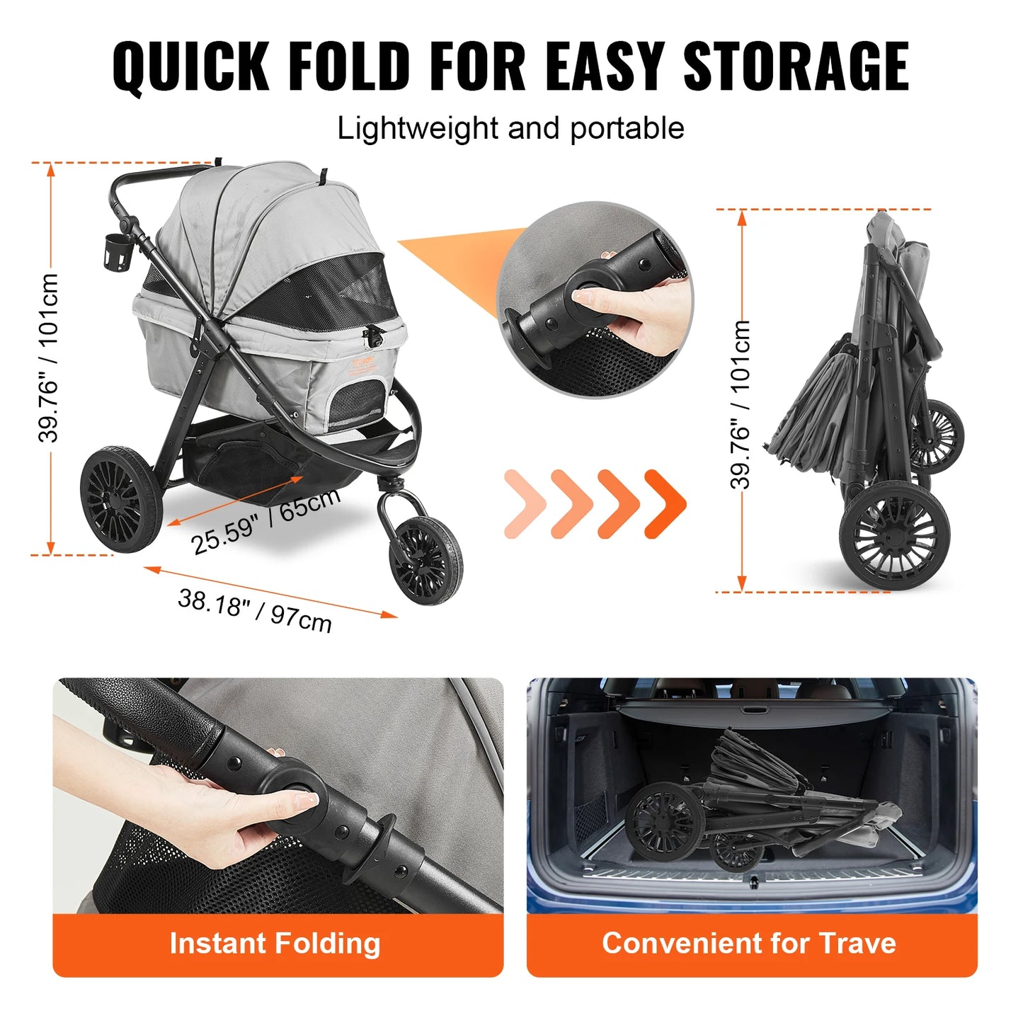 Pet Stroller Carrier Dog Cat Strollers Lightweight