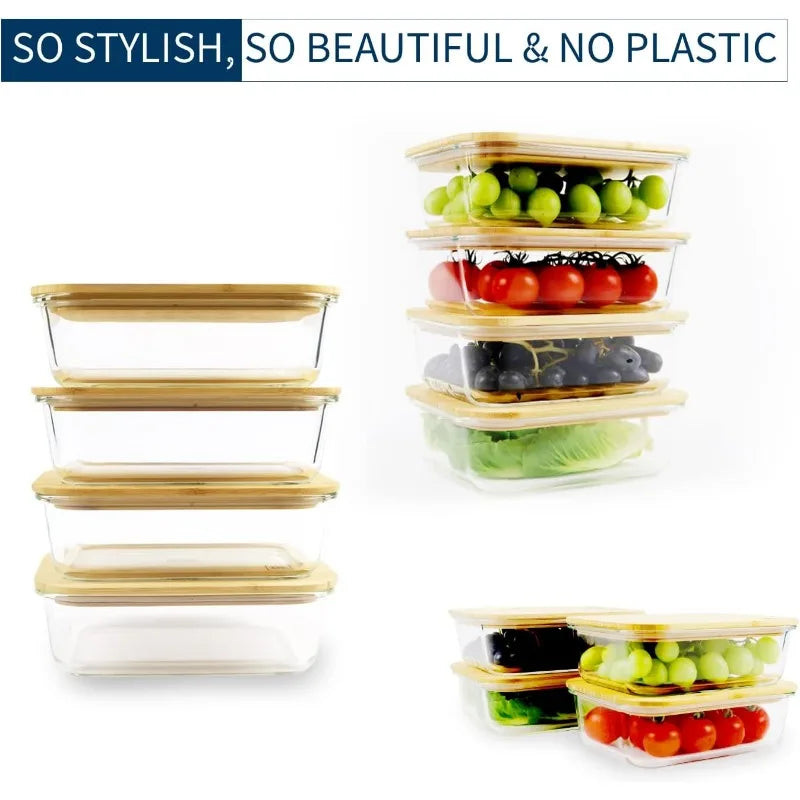 Glass Food Storage Containers with Bamboo Lids
