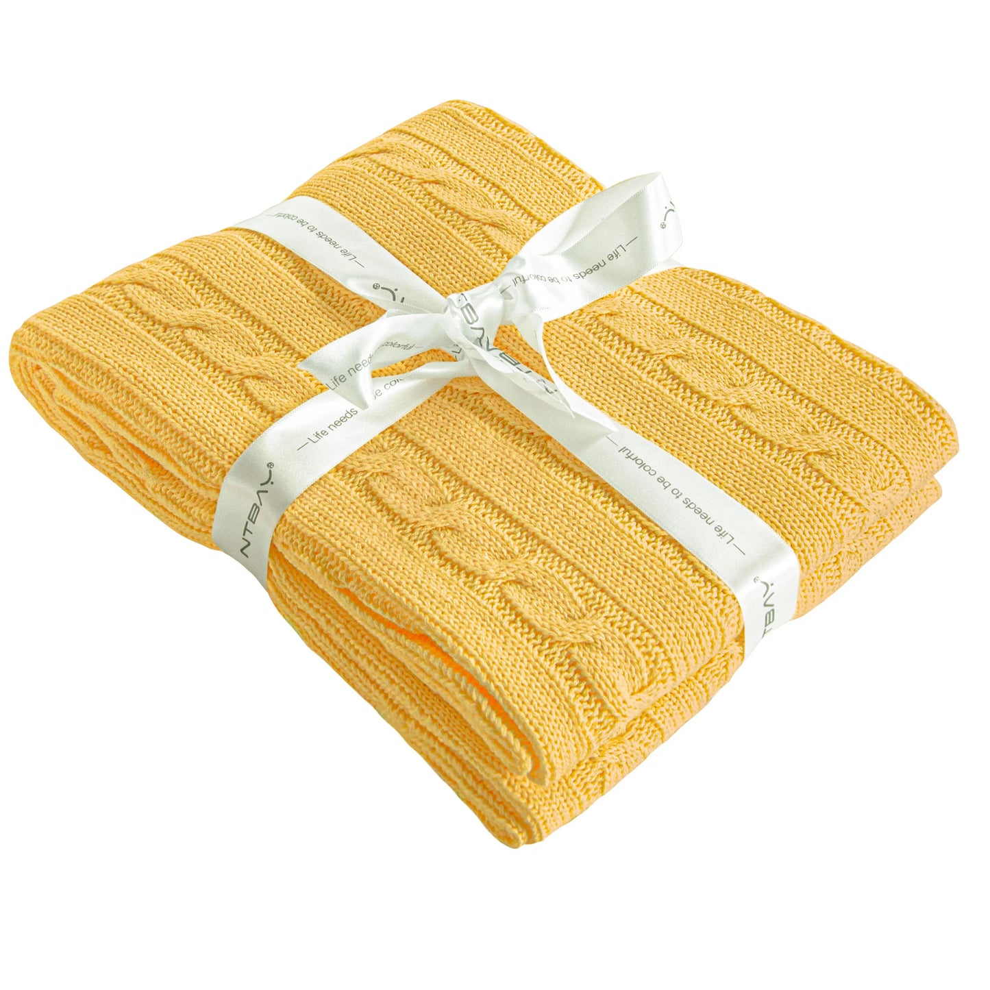 Ntbay 100% Cotton Cable Knit Toddler Blanket, Soft Warm