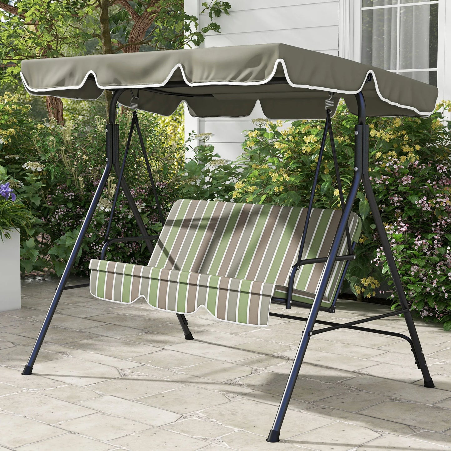 Outdoor Patio Swing W/ Canopy & Cushion
