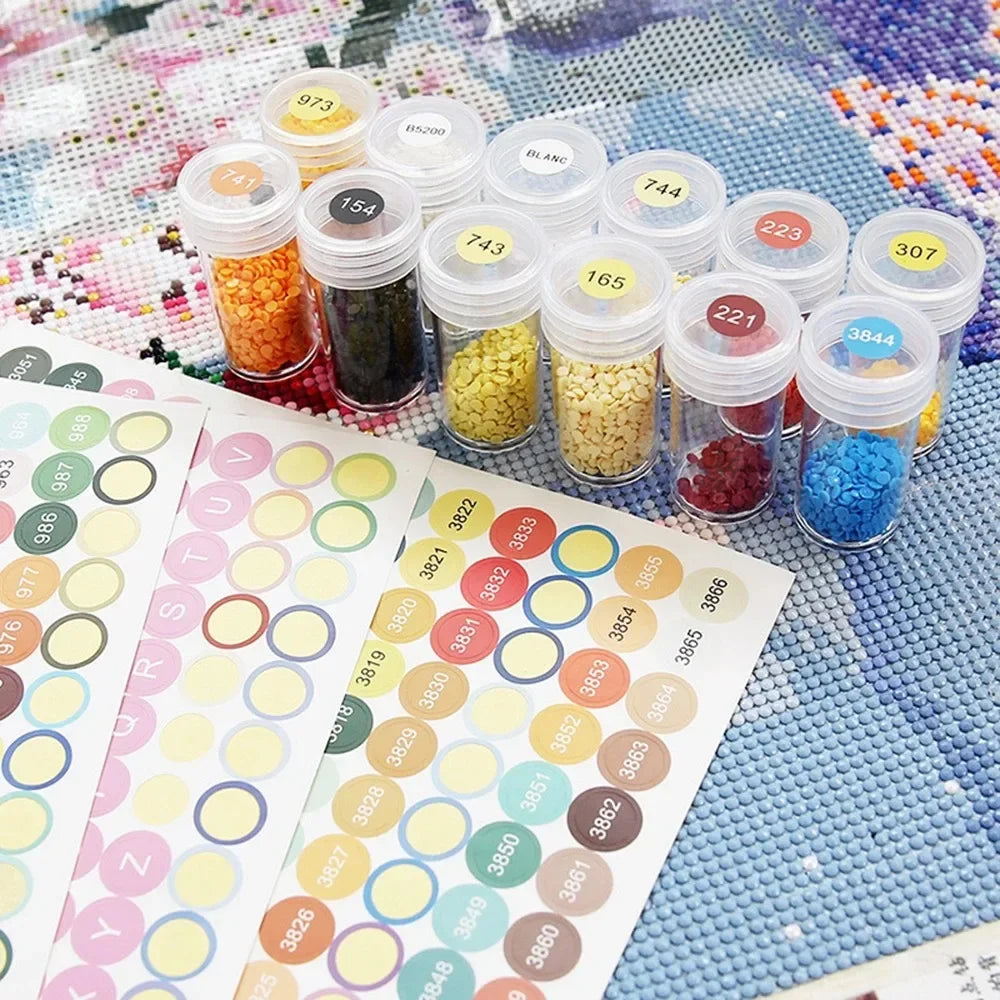 60 Bottles Diamond Painting Container Case With Color Number Stickers