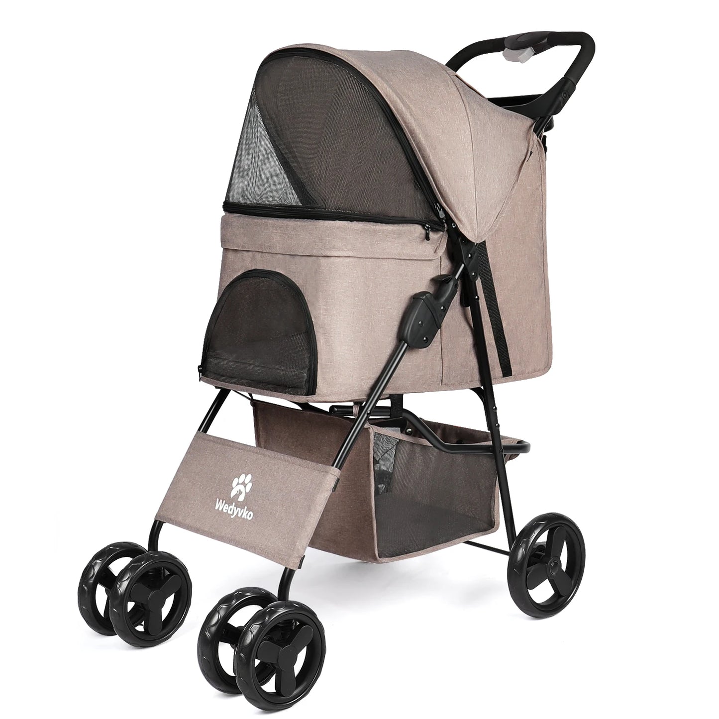 Four-Wheeled Universal Wheel Luxury Pet Stroller With Cup Holder