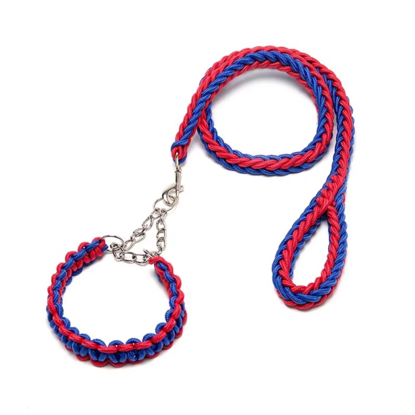 Black  Braided Dog Rope Leash Durable Nylon Collars with Lights for Dogs and Cats for Walking