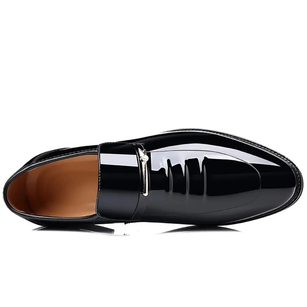Men's Dress Shoes Formal Business Oxford High Gloss Patent Slip On Loafers
