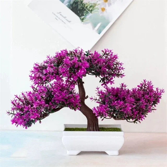 Artificial Bonsai Small Tree Pot Fake Plant Flowers