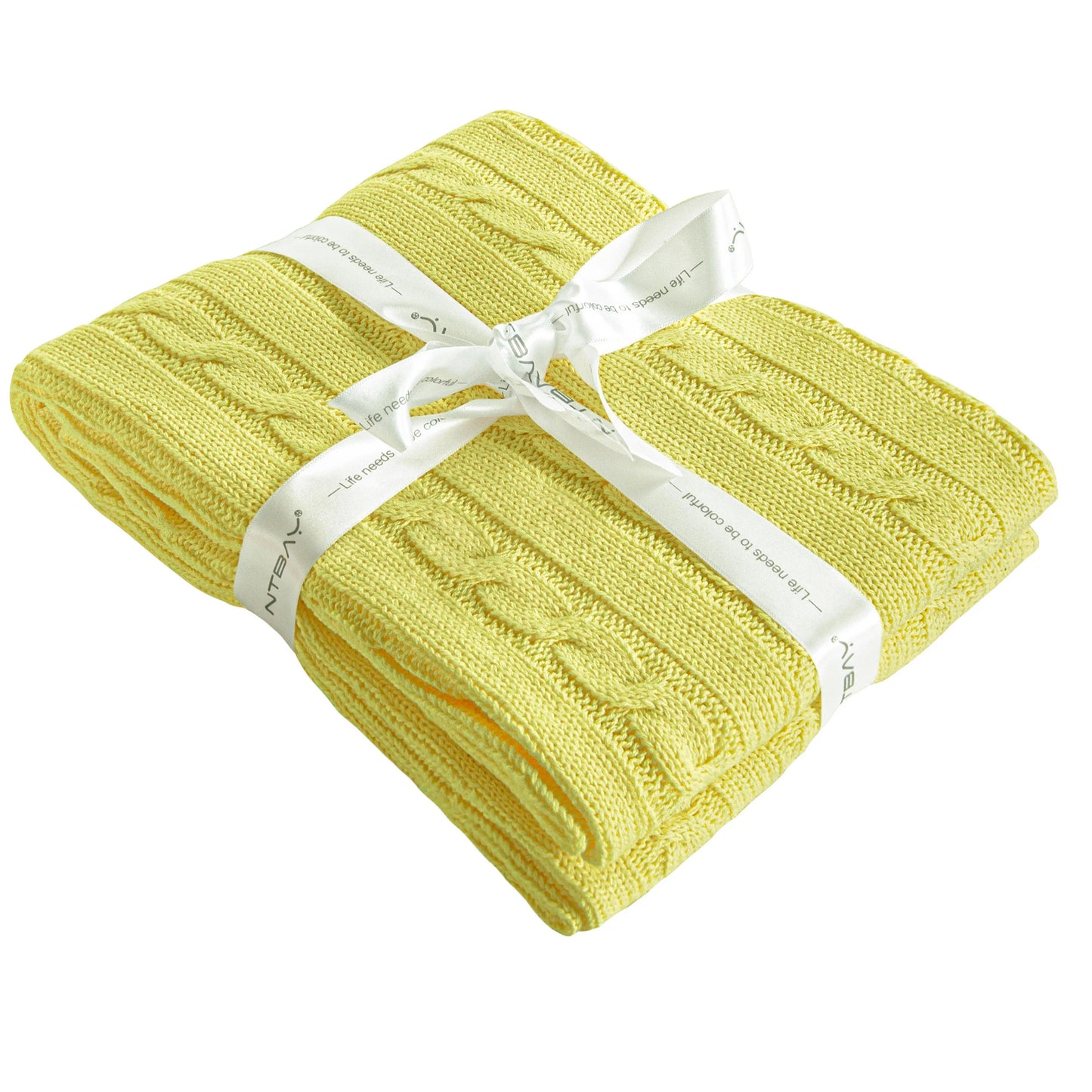 Ntbay 100% Cotton Cable Knit Toddler Blanket, Soft Warm
