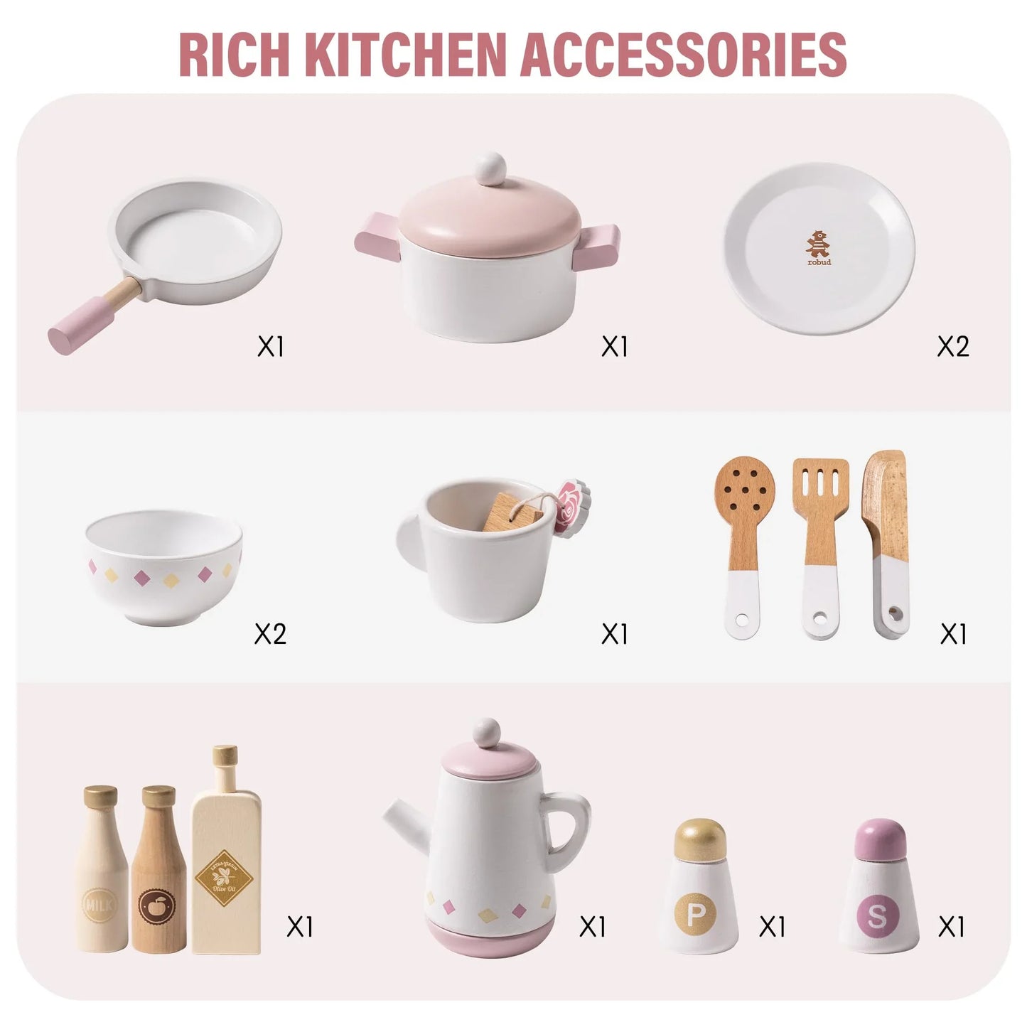 Robotime Robud Wooden Kitchen for Kids Play Kitchen