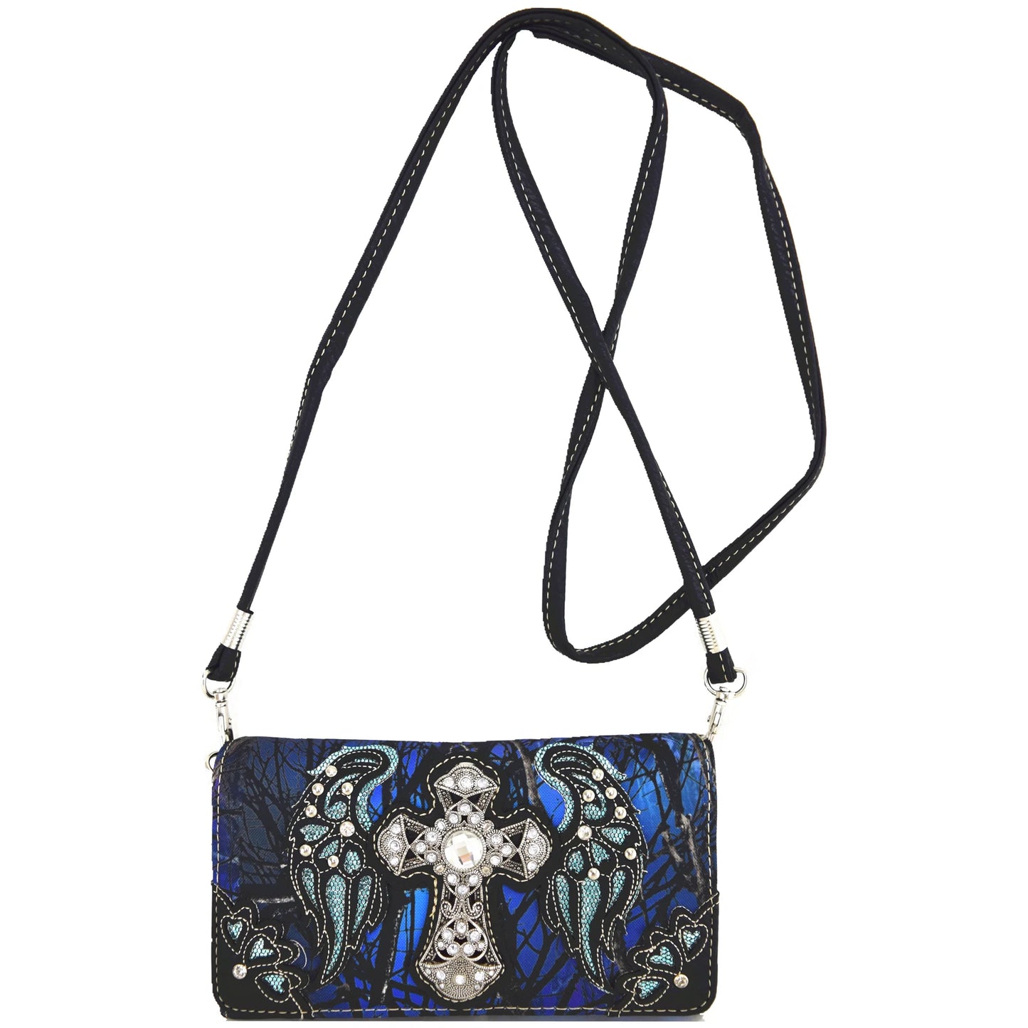 Camouflage Rhinestone Glow Wings Western Style Purse