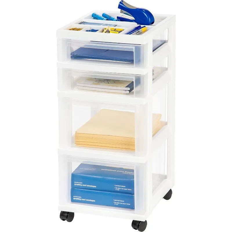 USA Plastic Drawer Storage Organizer Rolling Cart with 6 Drawers