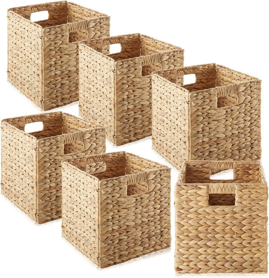 Storage Baskets Natural Set of 6 Collapsible Cube
