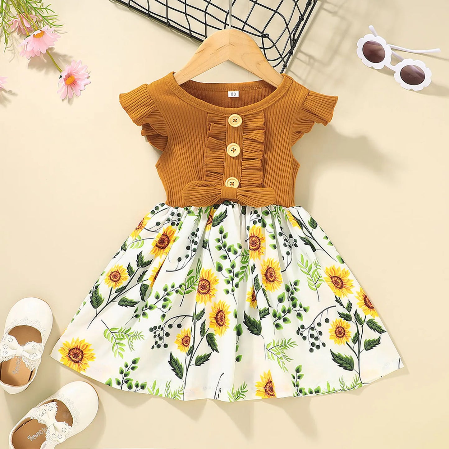 Baby Princess Party Dresses for Girls Elegant Ruffle Sleeve