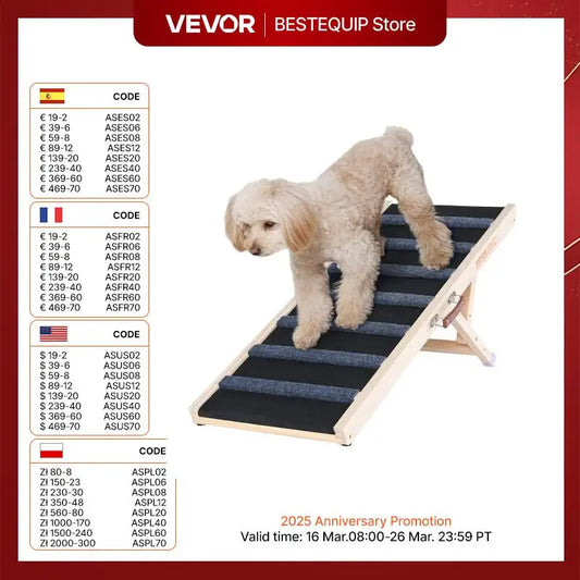 Dog Ramp Folding Ladder Anti-slip High Adjustable Wooden Ramp