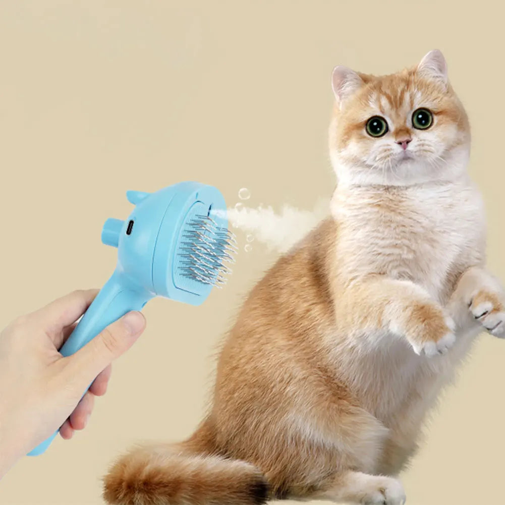 Cat Hair Brush with Release Button Massage Grooming Brush Rechargeable Spray Cat Brush for Long and Short Hair Dogs and Cats