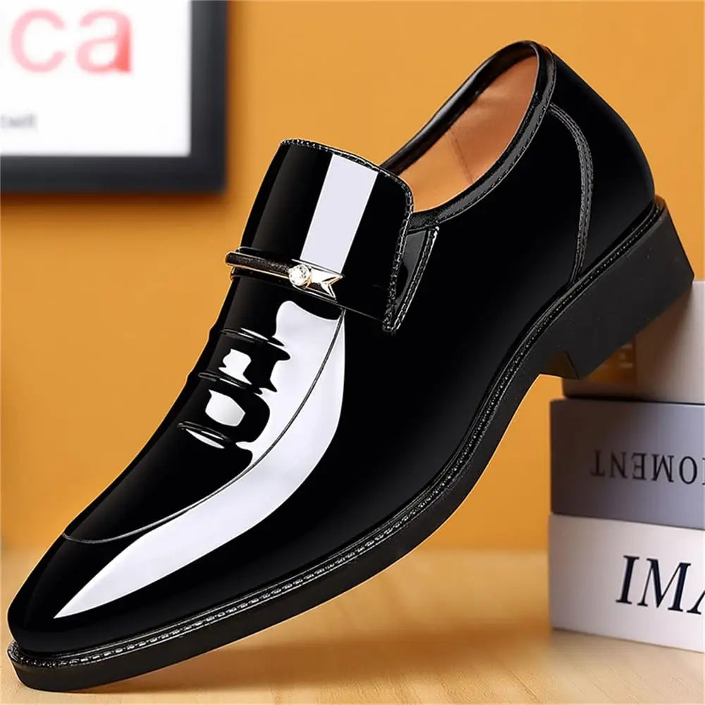 Men's Dress Shoes Formal Business Oxford High Gloss Patent Slip On Loafers