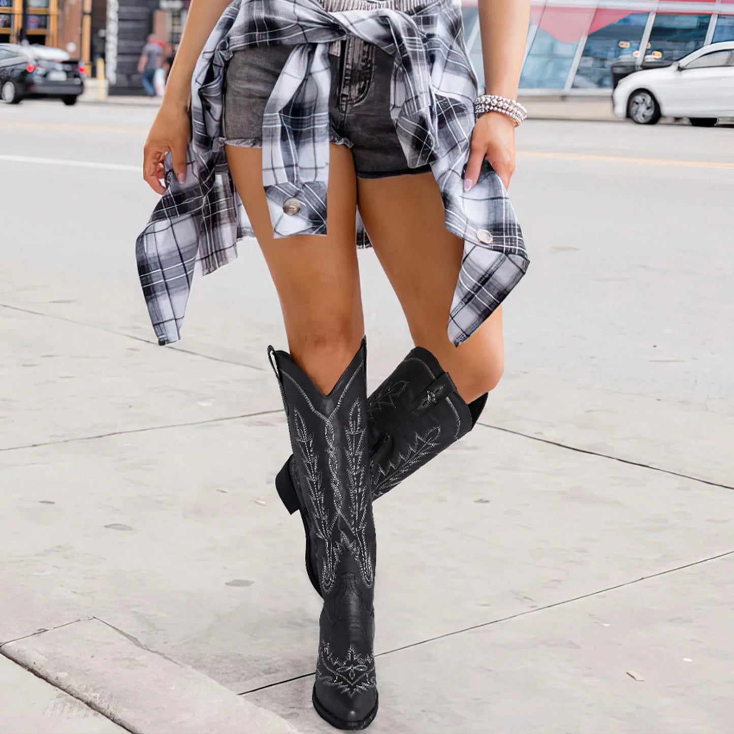 Cowboy Boots for Women - Knee High Embroidered Boots