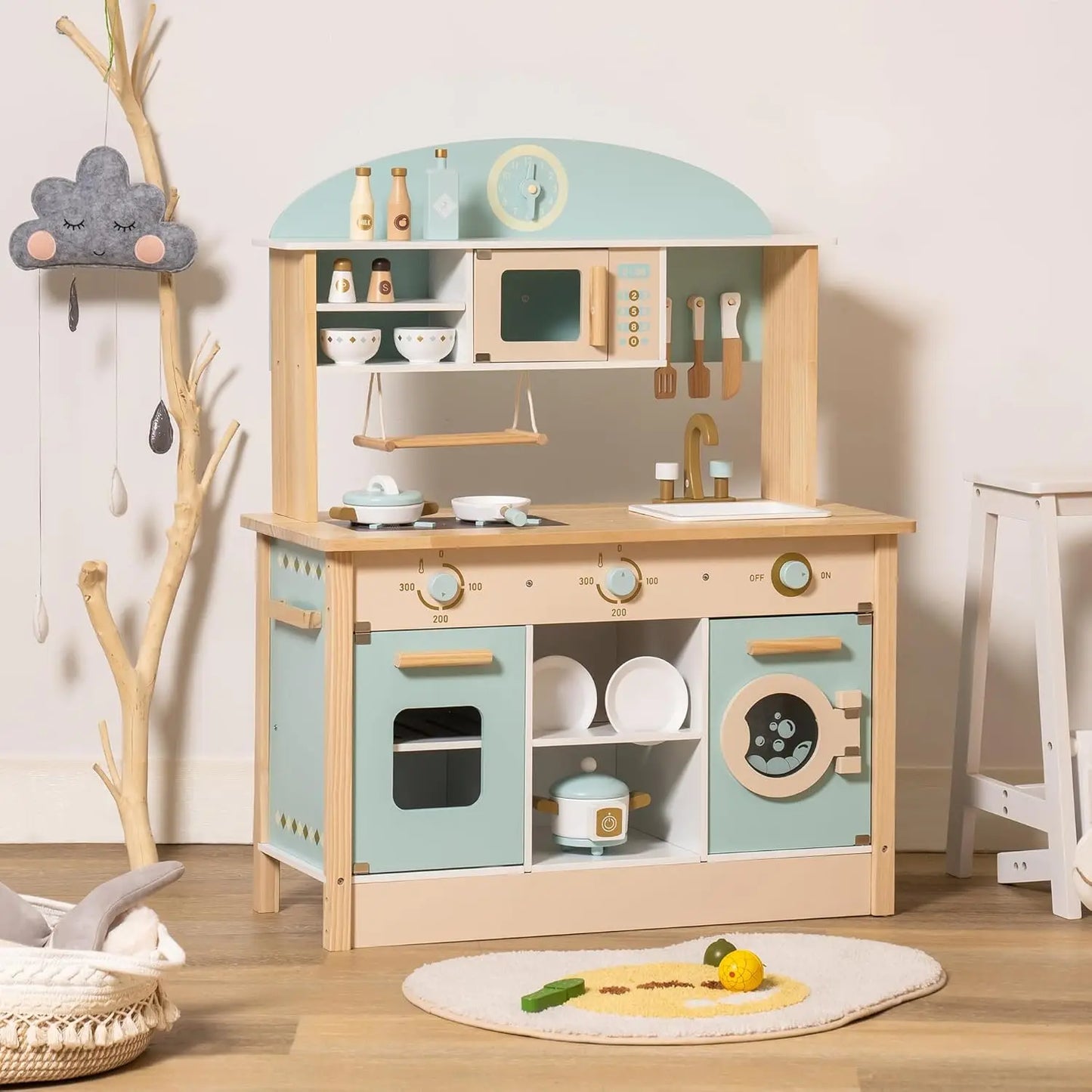 Robotime Robud Wooden Kitchen for Kids Play Kitchen