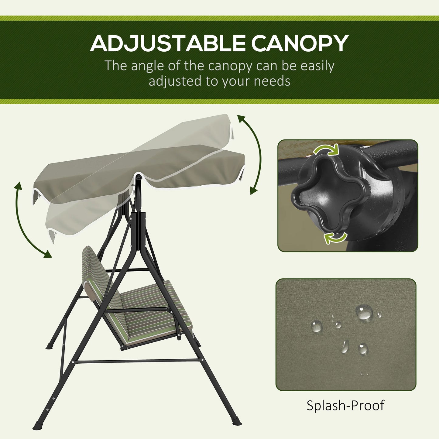 Outdoor Patio Swing W/ Canopy & Cushion