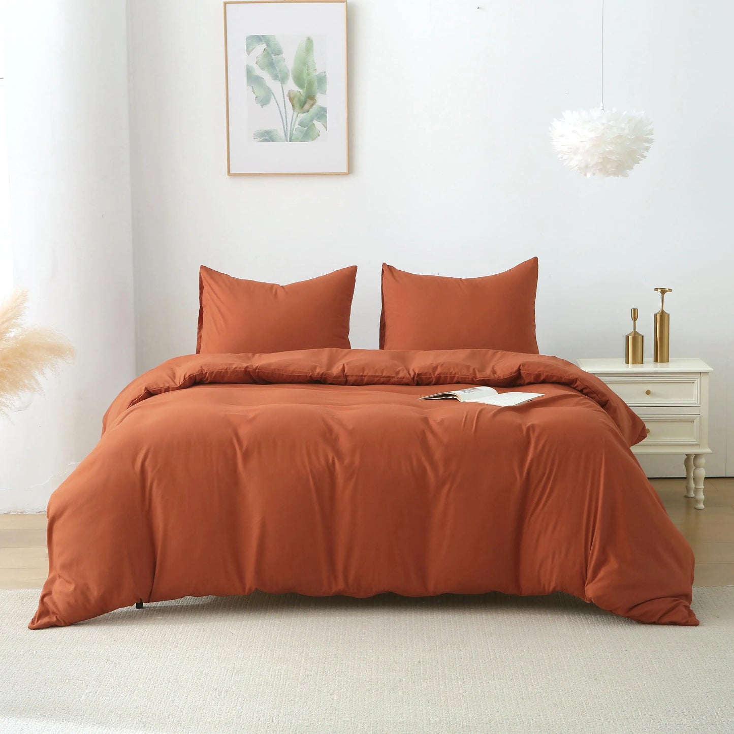 King Duvet Cover Set, 3 Pieces Solid Color Bedding Set