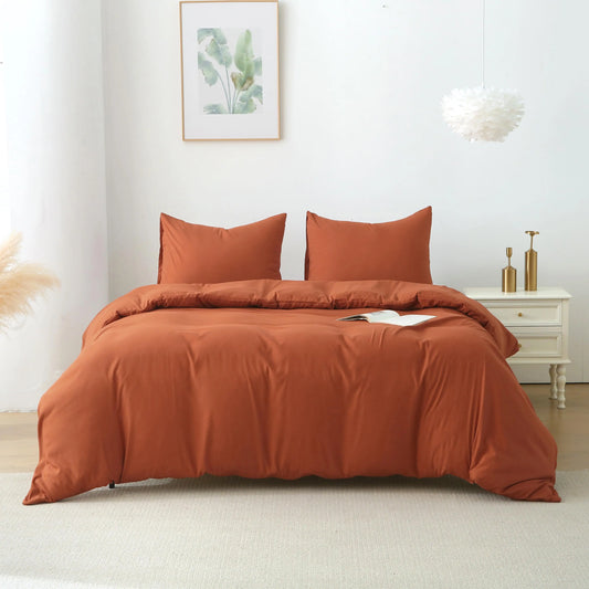 King Duvet Cover Set, 3 Pieces Solid Color Bedding Set