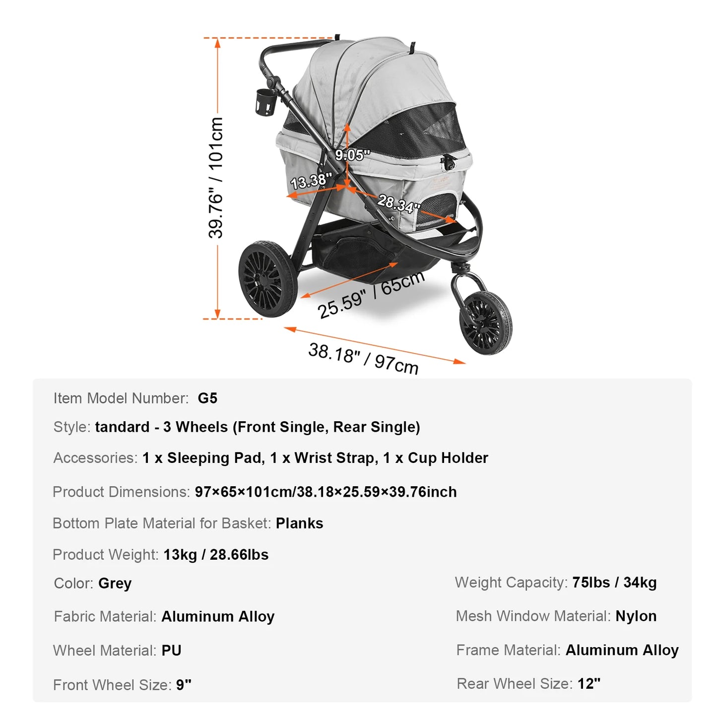 Pet Stroller Carrier Dog Cat Strollers Lightweight
